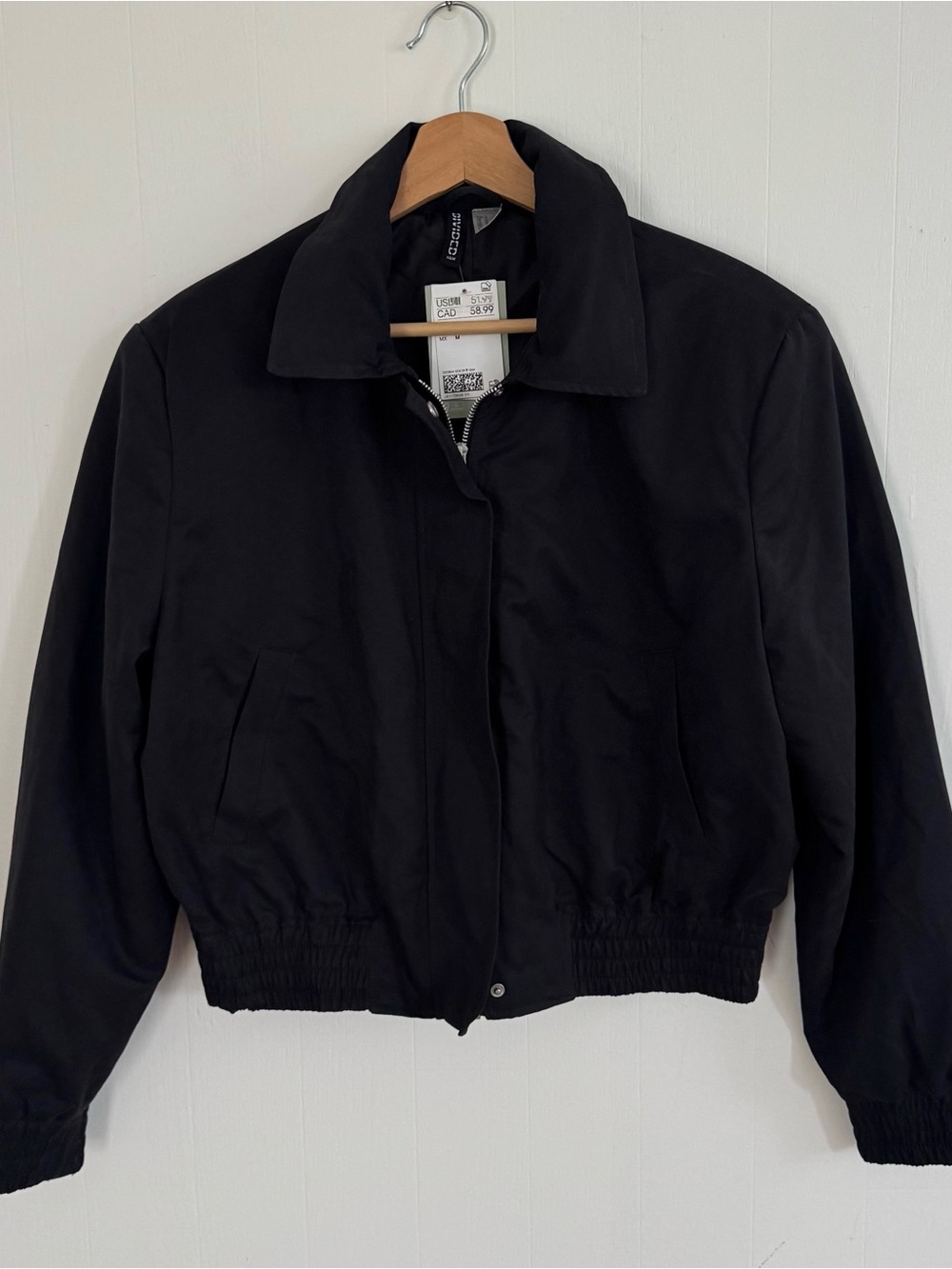H&M Black Women's Bomber Jacket with Elastic Hem